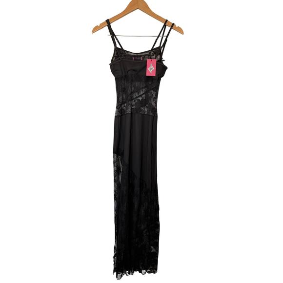 Edikted Mesh Dress in Black Size XS Sheer Lace Adjustable Straps Floral Pattern - Picture 5 of 9